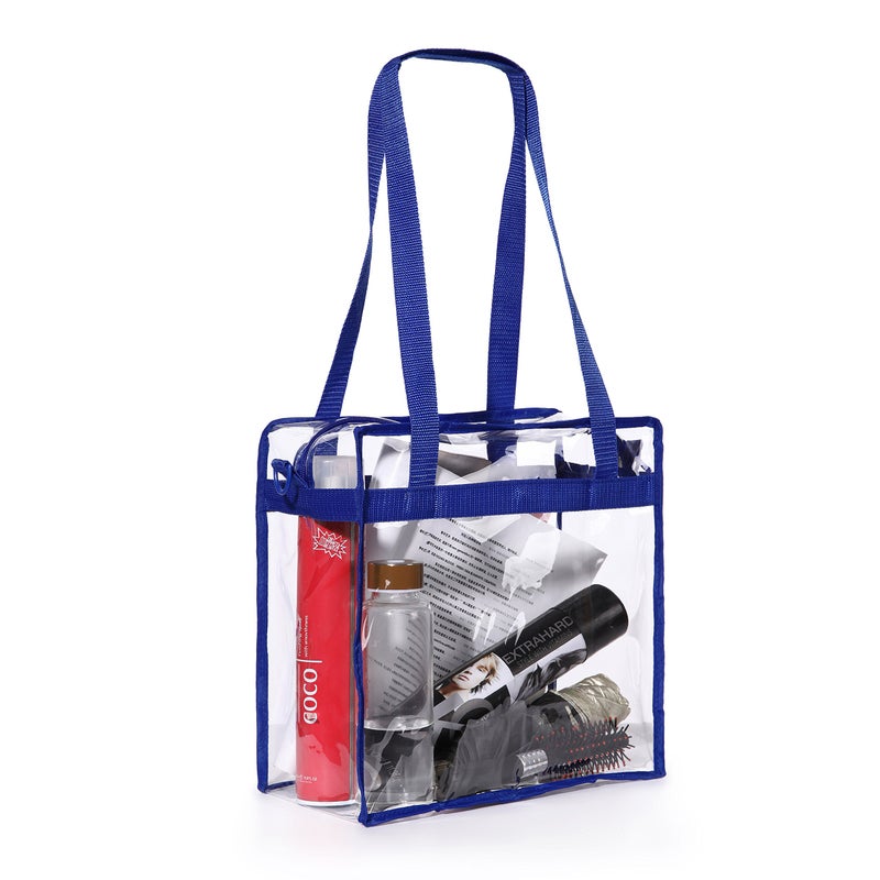 BAGAIL Clear Bags 12x6x12 Stadium Approved Clear Tote Bag with Zipper Closure Crossbody Shoulder Bag with Adjustable Strap(RoyalBlue) - Image 4